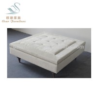 Modern Design French Style White Leather Tufted Square Ottoman